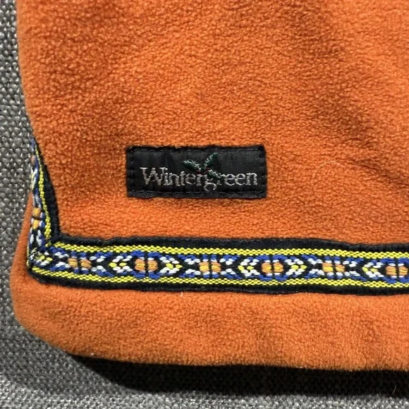 Wintergreen Fleece Sweatshirt Kids 9/10 Orange Polartec 1/4 Zip Nordic Trim - Picture 3 of 7